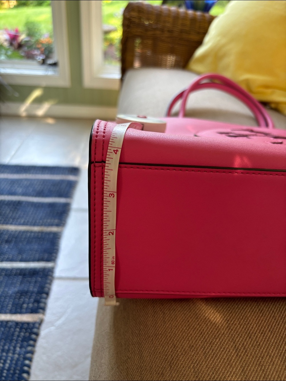 Tory Burch Pink Leather Logo Tote - Picture 3 of 8